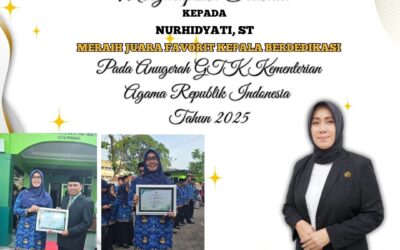 Kepala MTsN 3 Kota Padang Raih Penghargaan ASN dan Masyarakat Berkontribusi Aktif Kemenag Kota Padang