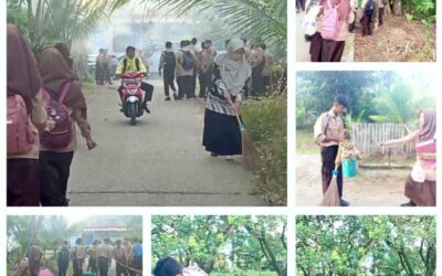 MTsN 3 Kota Padang Laksanakan Pembiasaan Pagi Bakameh di Lingkungan Sekitar Madrasah